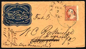 Virginia Collection: 3c Washington on advertising cover, July 2, 1856. Creator: Unknown
