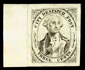 Adhesive Gallery: 3c Washington City Despatch local post stamp, 1842. Creator: Unknown