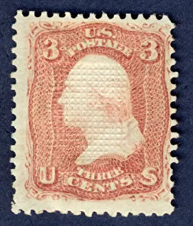 Presidential Collection: 3c Washington E Grill single, 1868. Creator: National Bank Note Company