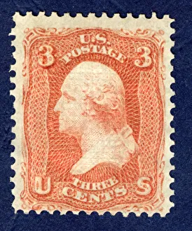Presidential Collection: 3c Washington F Grill single, 1867. Creator: National Bank Note Company