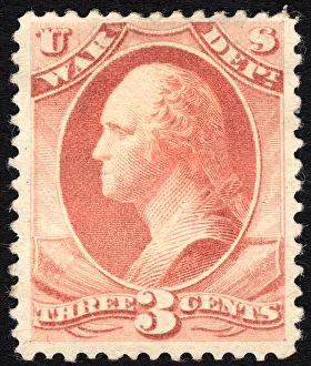Postage Prints: 3c Washington War Department single, 1879. Creator: Unknown