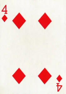 Goodall Son Ltd Prints: 4 of Diamonds from a deck of Goodall & Son Ltd. playing cards, c1940