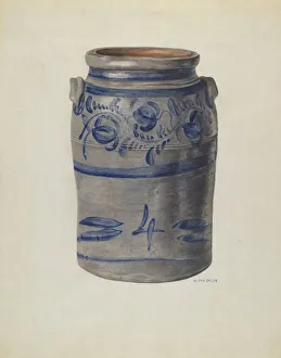 Jacob Betty Prints: 4 Gal Crock, c. 1940. Creator: Betty Jacob