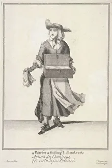 Marcellus Laroon Prints: 4 Paire for a Shilling Holland Socks, Cries of London, (c1688?)
