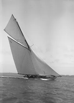Watson Prints: The 40-rater cutter Carina heeling in good wind, 1911. Creator: Kirk & Sons of Cowes