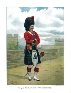 Black Watch Gallery: The 42nd, The Black Watch (Royal Highlanders), c1890.Artist: Geoffrey Douglas Giles