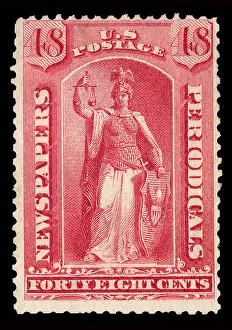 48c Justice Newspapers and Periodicals imprint single, 1875. Creator: Unknown 48c Justice Newspapers and Periodicals imprint single, 1875. Creator: Unknown
