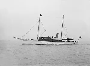 Port Broadside Prints: The 49 ton steam yacht Nordissa under way, 1914. Creator: Kirk & Sons of Cowes
