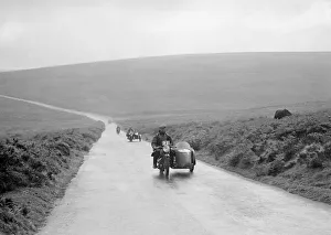 Sidecar Prints: 490 cc AJW and sidecar of GH Bull, winner of a premier award, MCC Torquay Rally, July 1937