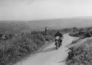 494 cc BMW motorcycle competing in the MCC Torquay Rally, 1938. Artist: Bill Brunell