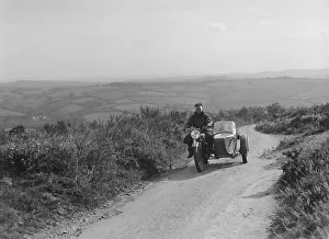 Sidecar Prints: 498 cc Coventry Eagle and sidecar of FW Osborne competing in the MCC Torquay Rally, 1938