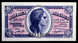50-cents note edited by the Spanish Republic in 1937