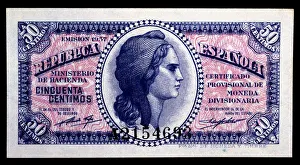 50-cents note edited by the Spanish Republic in 1937