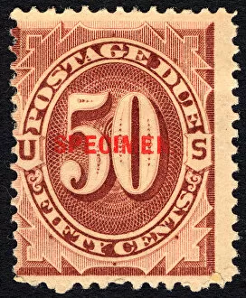 Correspondence Collection: 50c Postage Due specimen overprint single, 1884. Creator: Unknown