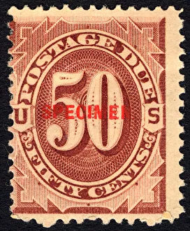 Postage Prints: 50c Postage Due specimen overprint single, 1884. Creator: Unknown