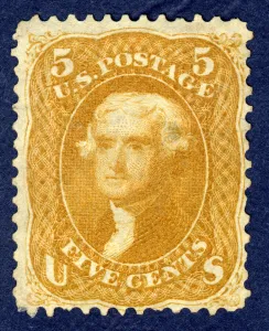 Commissary Prints: 5c Jefferson single, 1861. Creator: National Bank Note Company