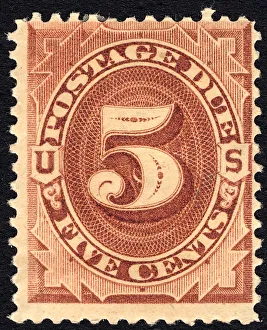 Postage Prints: 5c Postage Due single, 1879. Creator: Unknown