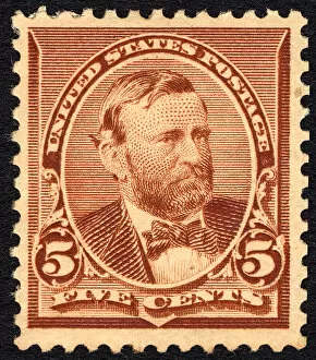 Us Grant Collection: 5c Ulysses S. Grant single, 1890. Creator: Unknown