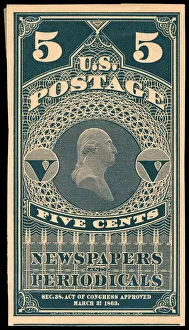 5c Washington Newspapers and Periodicals trial color proof, 1865. Creator: Unknown