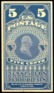 5c Washington Newspapers and Periodicals trial color proof, 1865. Creator: Unknown