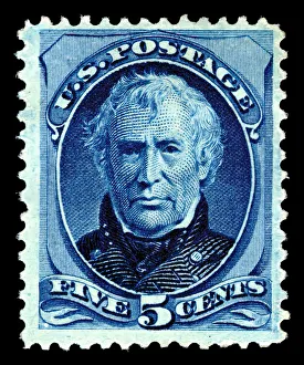 Ink Blue Engraving Prints: 5c Zachary Taylor single, 1879. Creator: American Bank Note Company
