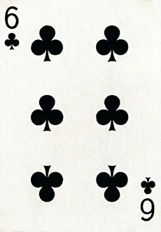 Clubs Prints: 6 of Clubs from a deck of Goodall & Son Ltd. playing cards, c1940