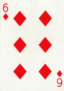 Goodall Son Ltd Prints: 6 of Diamonds from a deck of Goodall & Son Ltd. playing cards, c1940