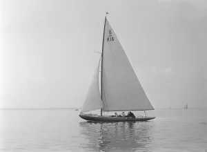 The 6 Metre sailing yacht Jean, 1922. Creator: Kirk & Sons of Cowes