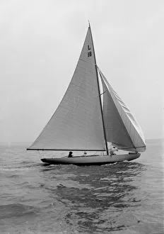 The 6 Metre sailing yacht Peterkin, 1914. Creator: Kirk & Sons of Cowes The 6 Metre sailing yacht Peterkin, 1914. Creator: Kirk & Sons of Cowes