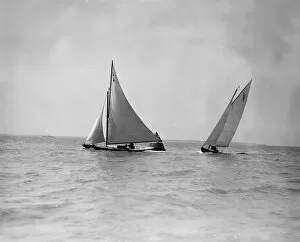 The 6 Metre yachts The Whim (L6) and Cingalee rounding mark, 1911. Creator