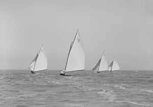 Gunter Rig Prints: The 6 Metres boats Snowdrop, The Whim, Cheetal and Ejnar racing downwind
