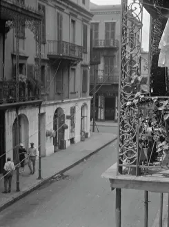 Balcony Rail Prints: 600 block of Royal Street, New Orleans, between 1920 and 1926. Creator: Arnold Genthe
