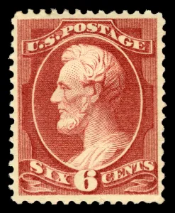 Slaughter Collection: 6c Abraham Lincoln single, 1882. Creator: American Bank Note Company