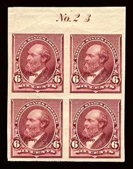 6c James A. Garfield proof plate block of four, February 22, 1890