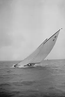 Anitra Collection: The 7 Metre Anitra (K4) heeling in strong wind, 1912. Creator: Kirk & Sons of Cowes