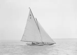 The 7 Metre yacht Ithnan (K2) sailing close-hauled, 1911. Creator: Kirk & Sons of Cowes The 7 Metre yacht Ithnan (K2) sailing close-hauled, 1911. Creator: Kirk & Sons of Cowes
