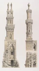Towers Prints: 70. Mosquees Naceriyeh et El Bordeni, au Kaire, 1843. Creator: Fichot