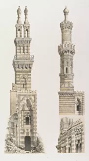 Minarets Gallery: 70. Mosquées Naçeriyeh et El Bordéni, au Kaire, 1843. Creator: Fichot
