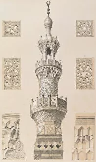 Cairo Urban Egypt Collection: 72. Minaret, Mosquee Kaitbay, au Kaire, 1843. Creator: Fichot