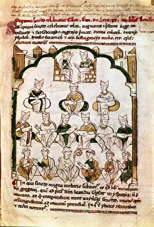 7th century, 7th Council of Toledo, summoned by King Chindasvinto, miniature in Primacy