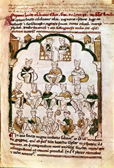 Assembly Prints: 7th century, 7th Council of Toledo, summoned by King Chindasvinto, miniature in Primacy