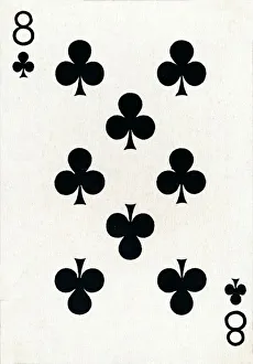 Clubs Prints: 8 of Clubs from a deck of Goodall & Son Ltd. playing cards, c1940