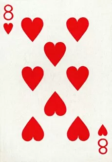 Deck Of Cards Collection: 8 of Hearts from a deck of Goodall & Son Ltd. playing cards, c1940