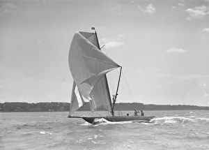 10 Metre Prints: The 8 Metre sailing yacht Endrick sailing downwind under spinnaker, 1911. Creator