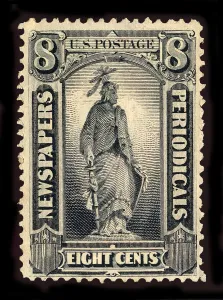 Ink Black Prints: 8c Statue of Freedom Newspapers and Periodicals imprint single, 1875. Creator: Unknown