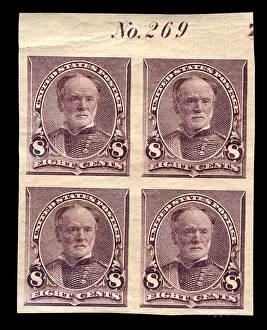 8c William T. Sherman proof plate block of four, March 21, 1893 8c William T. Sherman proof plate block of four, March 21, 1893