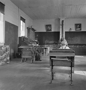 Schoolboy Collection: 9: 00 a.m. four pupils attend this day... eastern Oregon county school, Baker County, Oregon, 1939