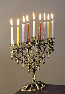 Candelabra Collection: 9-branched candelabra used in Judaism at Hannukah