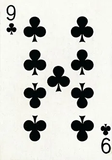 Clubs Prints: 9 of Clubs from a deck of Goodall & Son Ltd. playing cards, c1940