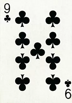 Deck Of Cards Collection: 9 of Clubs from a deck of Goodall & Son Ltd. playing cards, c1940
